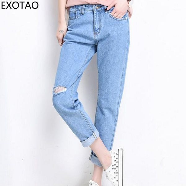 exotao single knee hole denim pants for women harajuku high waist jeans female 2017 winter pantalon femme all match jeans1, Blue
exotao single knee hole denim pants for women harajuku high waist jeans female 2017 winter pantalon femme all match jeans1, Blue