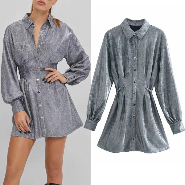 2021 new silver sequin dress women fall long puff sleeve y2k shein shirt mini dresses ladies club party backless dr prlq, Black;gray 
2021 new silver sequin dress women fall long puff sleeve y2k shein shirt mini dresses ladies club party backless dr prlq, Black;gray