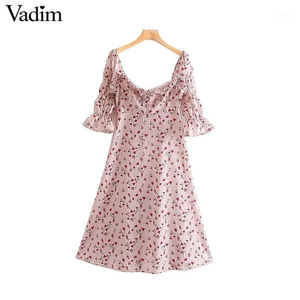 casual dresses vadim women floral print midi dress ruffles bow tie back zipper female summer pink beach style vestidos qc1981, Black;gray
casual dresses vadim women floral print midi dress ruffles bow tie back zipper female summer pink beach style vestidos qc1981, Black;gray