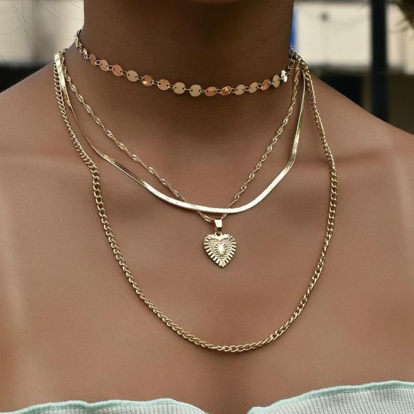 chains multi-layer sequins snake clavicle chain choker necklace for women statement vintage gold color heart pendant jewelry, Silver
chains multi-layer sequins snake clavicle chain choker necklace for women statement vintage gold color heart pendant jewelry, Silver