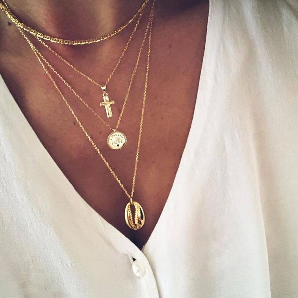 brling new 2020 fashion ins vintage chain pendant choker simple cross geometry shell necklace for women girls gifts party, Golden;silver
brling new 2020 fashion ins vintage chain pendant choker simple cross geometry shell necklace for women girls gifts party, Golden;silver
