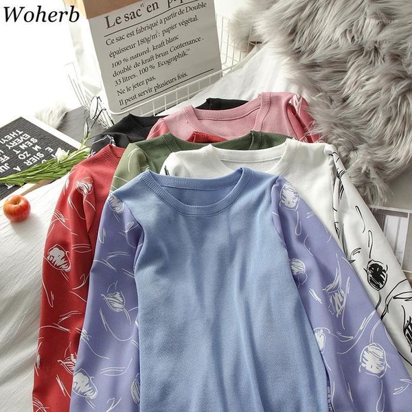 women's sweaters woherb autumn thin knitted sweater women print sleeve patchwork sueter mujer 2021 korean chic contrast knitwear all, White;black
women's sweaters woherb autumn thin knitted sweater women print sleeve patchwork sueter mujer 2021 korean chic contrast knitwear all, White;black