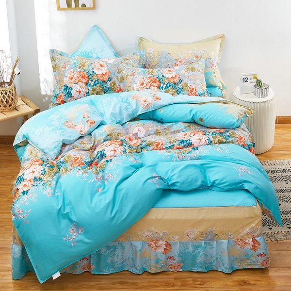 bedding sets 100% cotton set blue flowers duvet cover rubber bedskirt bed sheet/linen pillowcases 4pcs
bedding sets 100% cotton set blue flowers duvet cover rubber bedskirt bed sheet/linen pillowcases 4pcs