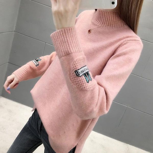 women's sweaters 2021 winter clothing short cartoon jacquard outer wear loose casual half turtleneck sweater bottoming shirt y108, White;black
women's sweaters 2021 winter clothing short cartoon jacquard outer wear loose casual half turtleneck sweater bottoming shirt y108, White;black