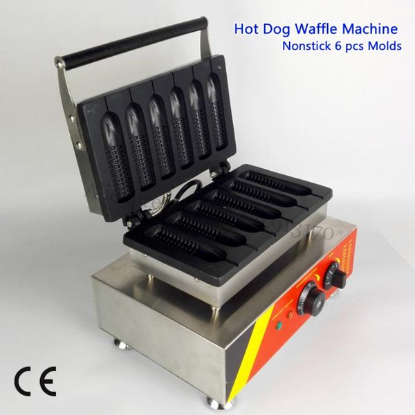 bread makers commercial corn dog waffle machine stainless steel sausage lolly maker 6 molds 220v/110v 1500w