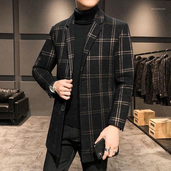 men's wool & blends men autumn plaid long jacket trench coat male vintage streetwear thick overcoat outerwear mantel wolle coat1, Black
men's wool & blends men autumn plaid long jacket trench coat male vintage streetwear thick overcoat outerwear mantel wolle coat1, Black