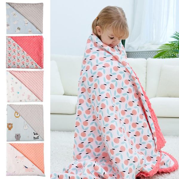 110 X 80cm Baby Blankets Newborn Cartoon Soft Comfortable Cotton Blanket Fleece Swaddle Wrap Sleeping Bedding Set
