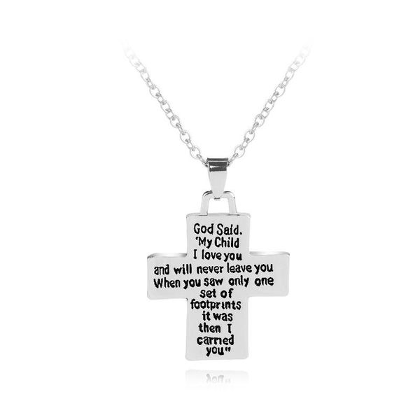 Fashion silver color cross God said letter print faith Pendant Necklace trendy my child I love you belief Necklace Jewelry gift
Fashion silver color cross God said letter print faith Pendant Necklace trendy my child I love you belief Necklace Jewelry gift