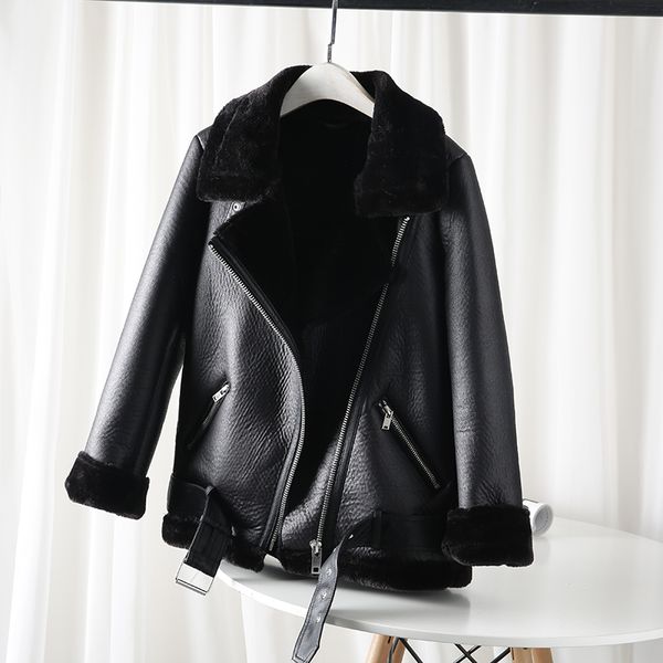 2021 new women's winter sheep's stretched thin pu lamb leather jacket with waistband 5ovg, Black
2021 new women's winter sheep's stretched thin pu lamb leather jacket with waistband 5ovg, Black