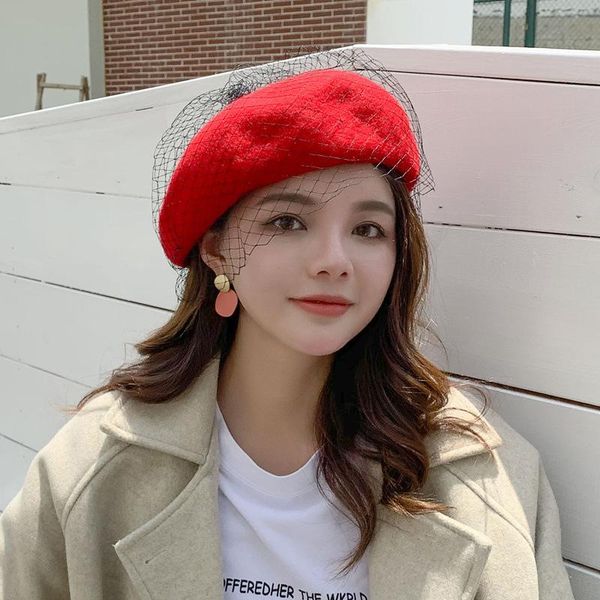 berets elegant lace female vintage noble style pure color mesh yarn temperament autumn winter festival accessories, Blue;gray
berets elegant lace female vintage noble style pure color mesh yarn temperament autumn winter festival accessories, Blue;gray