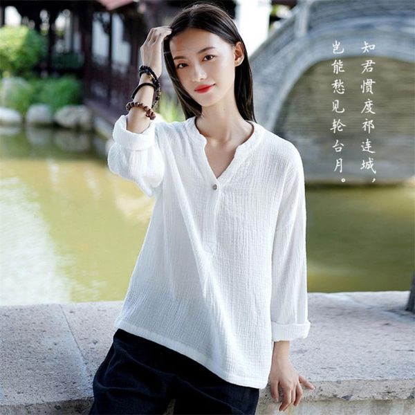 women's blouses & shirts 2021 fashion chinese style vinatge solid cotton blouse female blusas elegant long sleeve plus size -8xl, White
women's blouses & shirts 2021 fashion chinese style vinatge solid cotton blouse female blusas elegant long sleeve plus size -8xl, White