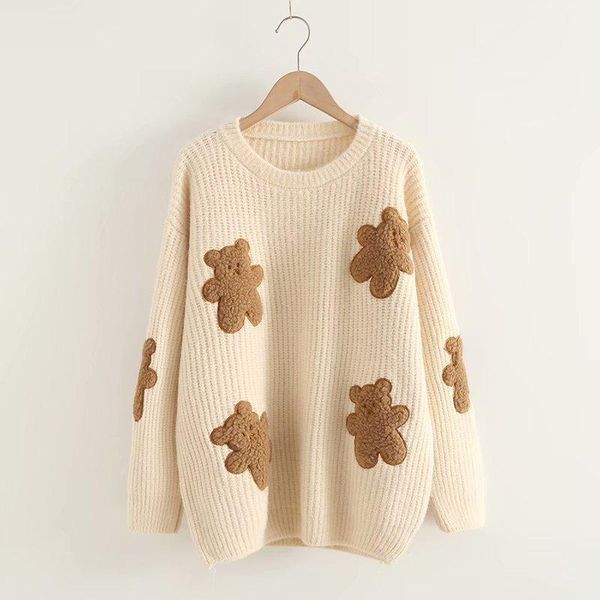 woman sweater cartoon female jumper cute causal loose woman sweater1, White;black 
woman sweater cartoon female jumper cute causal loose woman sweater1, White;black