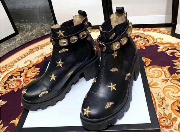 luxury designer fleece fabric cowhide sheepskin wool lining womens classic short boots thick-soled high-embroidered bee high, Black
luxury designer fleece fabric cowhide sheepskin wool lining womens classic short boots thick-soled high-embroidered bee high, Black