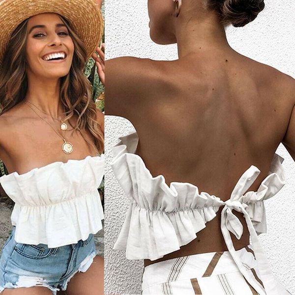 summer ruffle singlet ruched sleeveless women tank backless bandage crop bralette club wear beach clothes new, White
summer ruffle singlet ruched sleeveless women tank backless bandage crop bralette club wear beach clothes new, White