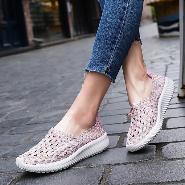 2020 women's soft vulcanize fashion knitted tennis shoes lufz, Black