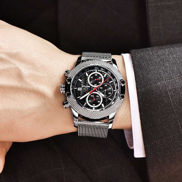 watches benyar fashion chronograph mens brand luxury military stainless steel strap quartz sports watch relogio masculino, Silver
watches benyar fashion chronograph mens brand luxury military stainless steel strap quartz sports watch relogio masculino, Silver