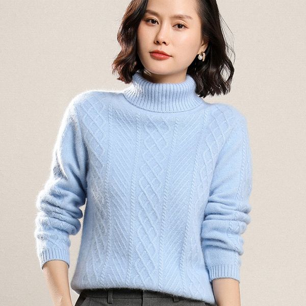 2021 new female turtleneck high stuffed mink cashmere cable pullover soft hair cozy mesh jumper english style a59b, White;black
2021 new female turtleneck high stuffed mink cashmere cable pullover soft hair cozy mesh jumper english style a59b, White;black