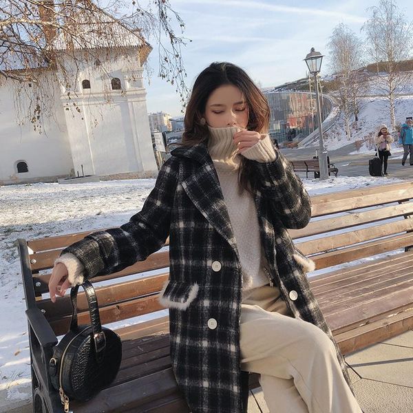 2020 women new winter clothing thicken woolen jacket female korean version of the long loose plaid woolen coat1, Black
2020 women new winter clothing thicken woolen jacket female korean version of the long loose plaid woolen coat1, Black
