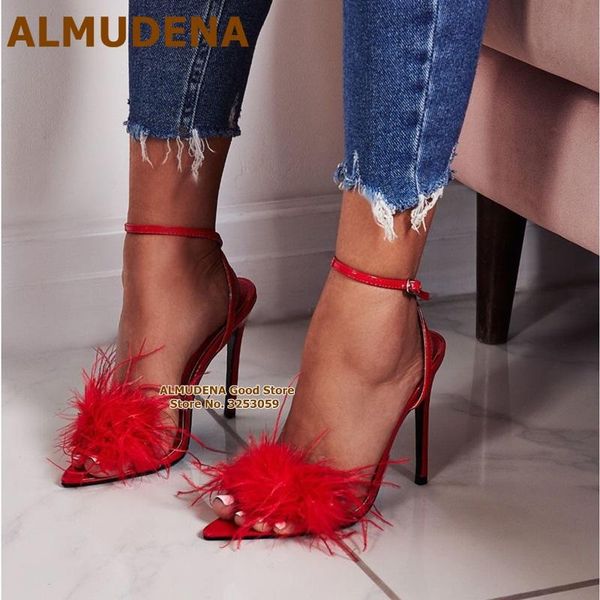 almudena red black cute fluffy fur sandals patent leather pointed toe buckle strap feather wedding shoes women dress heels pumps
almudena red black cute fluffy fur sandals patent leather pointed toe buckle strap feather wedding shoes women dress heels pumps
