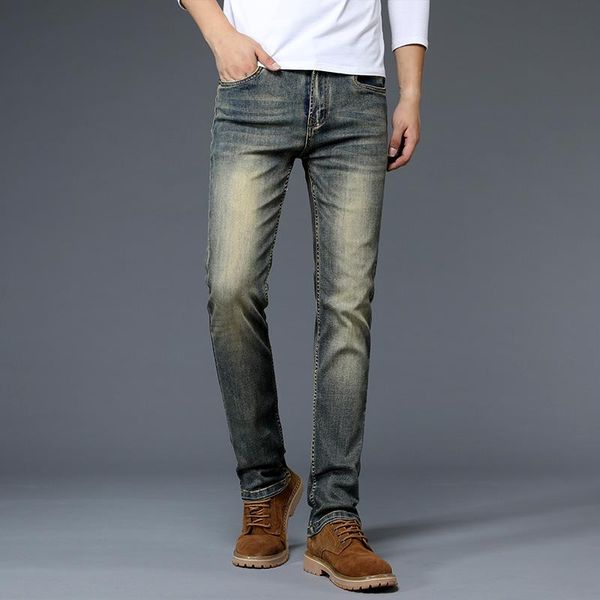 shan bao men's slim fit trendy fashion jeans 2021 spring brand clothing retro cotton stretch youth fit denim jeans yellow gray, Blue
shan bao men's slim fit trendy fashion jeans 2021 spring brand clothing retro cotton stretch youth fit denim jeans yellow gray, Blue