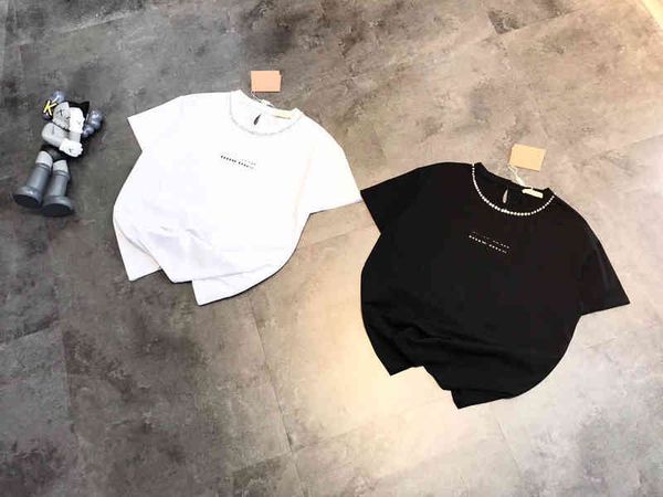 2022 factory wholesale new ring neckline hand inlaid with diamond beads girls' t-shirt simple small letter printing solid color half sl, White
2022 factory wholesale new ring neckline hand inlaid with diamond beads girls' t-shirt simple small letter printing solid color half sl, White
