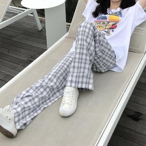 elastic high waist trousers womens harajuku plaid wide leg pants female summer loose pants women korean thin casual women, Black;white
elastic high waist trousers womens harajuku plaid wide leg pants female summer loose pants women korean thin casual women, Black;white