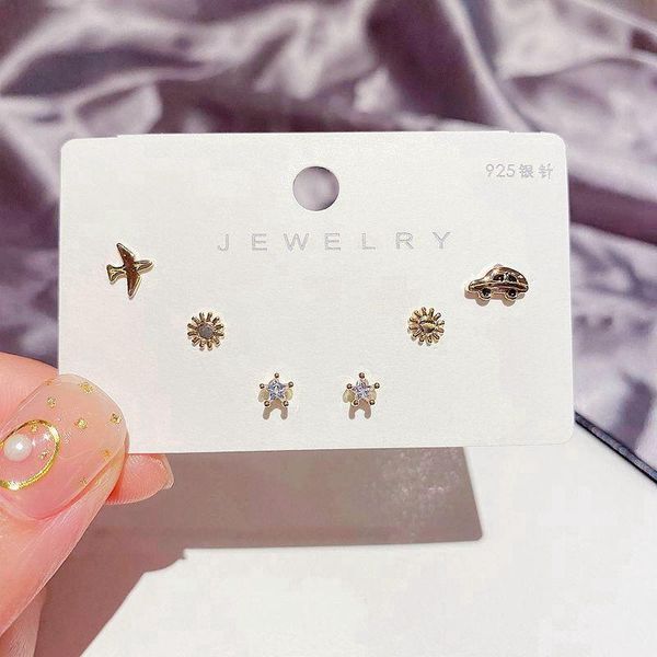 MIGGA Mini Plane Car Sun Star Earrings Pack Mix Gold Color Cubic Zirconia Stud Earrings Set Women Jewelry, Golden;silver
MIGGA Mini Plane Car Sun Star Earrings Pack Mix Gold Color Cubic Zirconia Stud Earrings Set Women Jewelry, Golden;silver