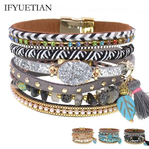 charm bracelets ifyuetian 5 colors handmade bohemia beaded for women fashion leather magnet bracelet female jewelry, Golden;silver
charm bracelets ifyuetian 5 colors handmade bohemia beaded for women fashion leather magnet bracelet female jewelry, Golden;silver