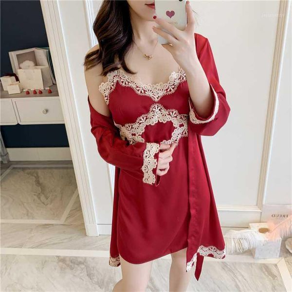 women's sleepwear summer women' silk nightgown fashion women sleep robe pasta condole belt wear lingerie erotic home1, Black;red
women's sleepwear summer women' silk nightgown fashion women sleep robe pasta condole belt wear lingerie erotic home1, Black;red