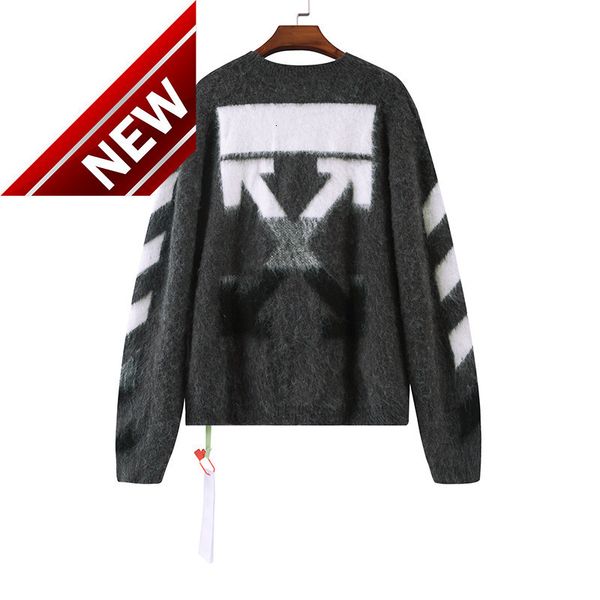 2022 autumn winter off style white gradient arrstyle men's and women's same mohair sweater fashion, Black
2022 autumn winter off style white gradient arrstyle men's and women's same mohair sweater fashion, Black