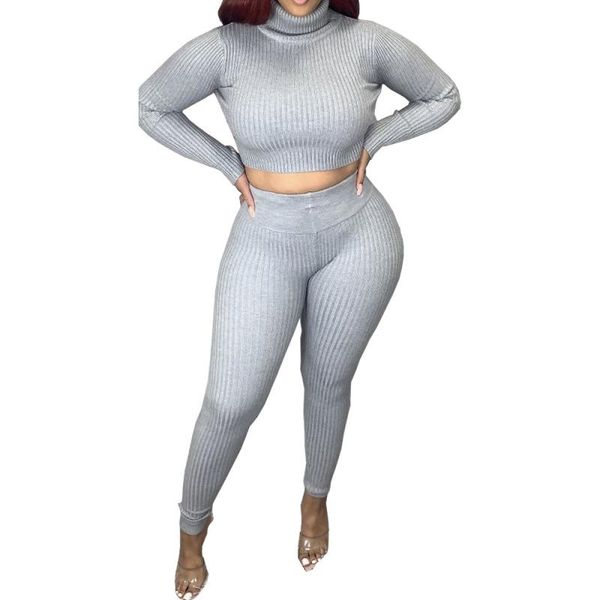 2020 fall knit women set turtleneck long sleeve crop woman ribbed tracksuit 2 two piece sweater pants set high waist, Gray
2020 fall knit women set turtleneck long sleeve crop woman ribbed tracksuit 2 two piece sweater pants set high waist, Gray