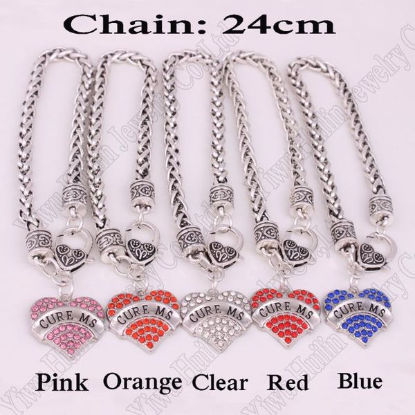 cure ms awareness alert crystal heart silver plated charm with 24cm(9.4") wheat chain lobster claw bracelet sign jewelry, Golden;silver
cure ms awareness alert crystal heart silver plated charm with 24cm(9.4") wheat chain lobster claw bracelet sign jewelry, Golden;silver