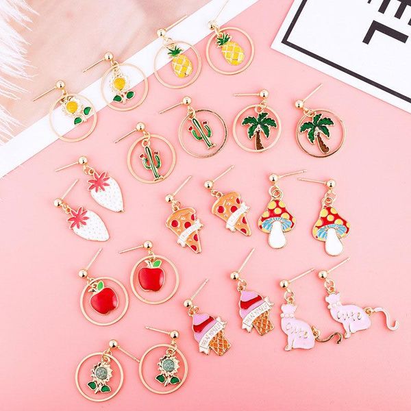 stud 1 pair cute earrings znic alloy cat flower fruit multicolor enamel earring jewelry for fashion women girls gifts 3.7cm - 2.6cm, Golden;silver
stud 1 pair cute earrings znic alloy cat flower fruit multicolor enamel earring jewelry for fashion women girls gifts 3.7cm - 2.6cm, Golden;silver