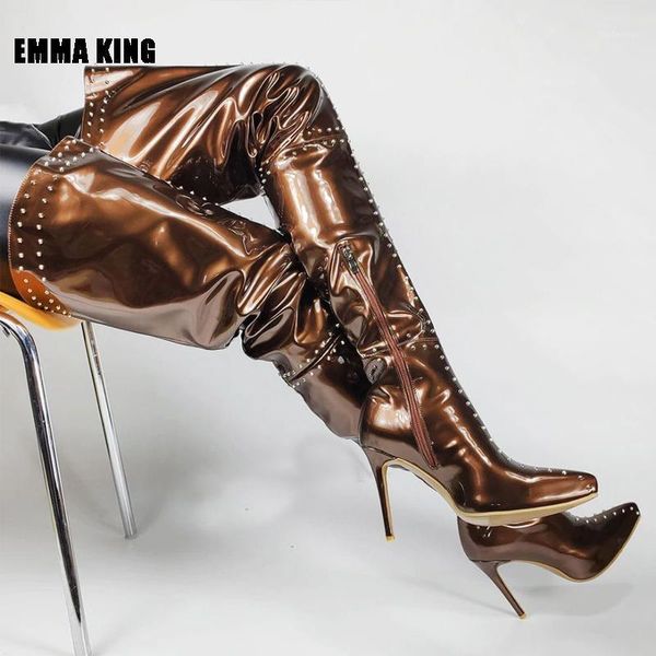 boots 2021 women patent leather over the knee ladies rivet high heels pointed toe for big size 35-441, Black
boots 2021 women patent leather over the knee ladies rivet high heels pointed toe for big size 35-441, Black