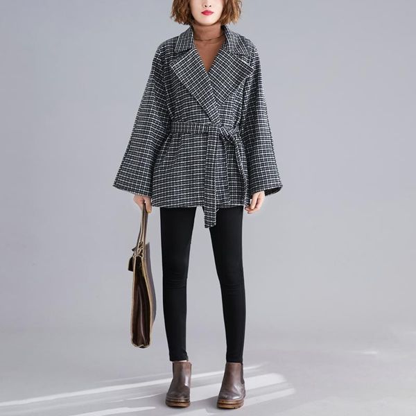 elegant plaid woolen blazer jackets wit belt women long sleeve casual short thick coats office lady work wear cardigans winter, White;black
elegant plaid woolen blazer jackets wit belt women long sleeve casual short thick coats office lady work wear cardigans winter, White;black