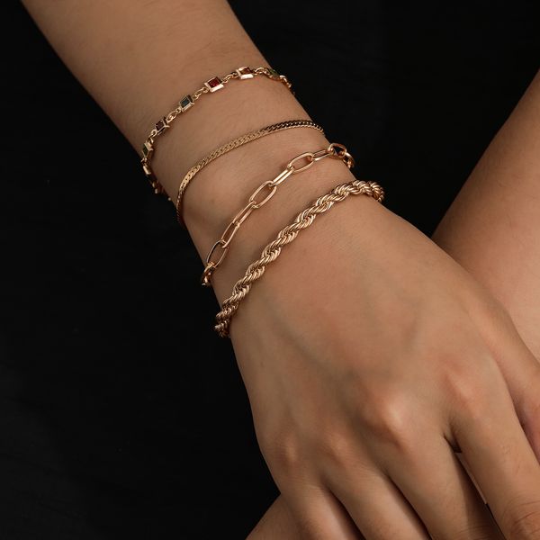 4pcs/set punk style metal chain bracelet for women female vintage gold color link bracelets fashion jewelry, Black
4pcs/set punk style metal chain bracelet for women female vintage gold color link bracelets fashion jewelry, Black