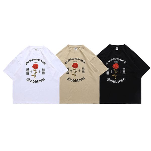 men's t-shirts trend fashion casual niche design retro rose gothic print short-sleeved personality fried street breathable, White;black
men's t-shirts trend fashion casual niche design retro rose gothic print short-sleeved personality fried street breathable, White;black