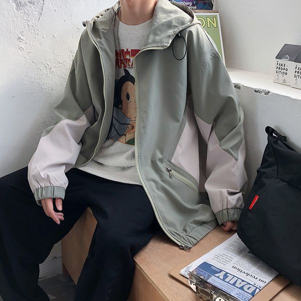 young men's 2021 spring new fashion tooling contrast hooded thin jacket loose coat, Black;brown
young men's 2021 spring new fashion tooling contrast hooded thin jacket loose coat, Black;brown