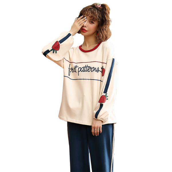 2021 new autumn winter pajamas for korean-style women printing women's nightwear the long sleeve neck loose cotton plus size sleepwear, White
2021 new autumn winter pajamas for korean-style women printing women's nightwear the long sleeve neck loose cotton plus size sleepwear, White