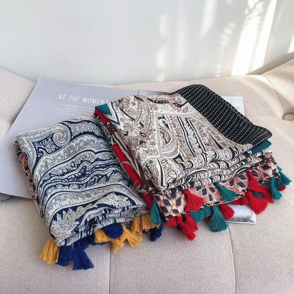 scarves 2021 est cotton vintage flower print tassel shawls wrap women long trendy paisley muffler scarf hijab, Blue;gray
scarves 2021 est cotton vintage flower print tassel shawls wrap women long trendy paisley muffler scarf hijab, Blue;gray
