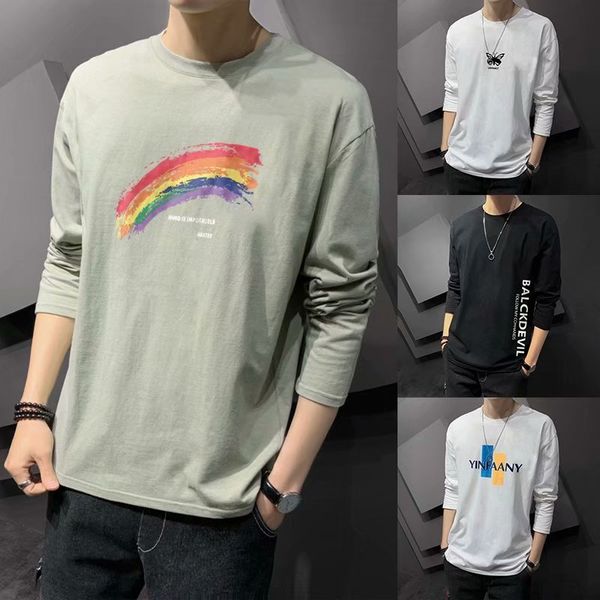 long sleeve t-shirt trend loose and versatile new men's handsome coat leisure raiow autumn clothes, White;black
long sleeve t-shirt trend loose and versatile new men's handsome coat leisure raiow autumn clothes, White;black