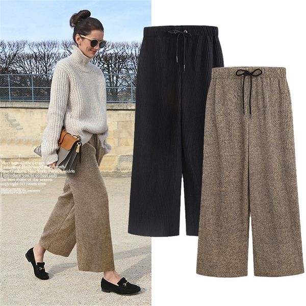 winter woolen pleated pants elastic waist loose for autumn black wide khaki ankle-length lj200813, Black;white
winter woolen pleated pants elastic waist loose for autumn black wide khaki ankle-length lj200813, Black;white
