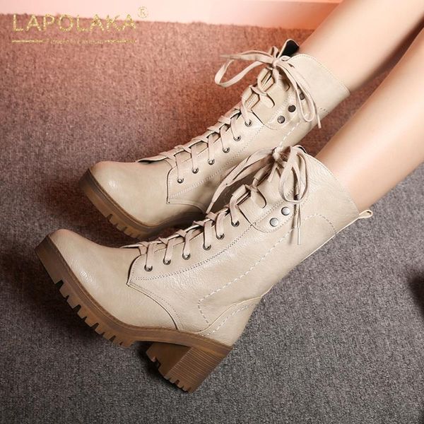 Lapolaka 2021 Brand New British Style Cross Tied Comfy Office Shoes Ladies Boot Shoelace Rivet Platform Chunky Heels Boot Woman, Black
Lapolaka 2021 Brand New British Style Cross Tied Comfy Office Shoes Ladies Boot Shoelace Rivet Platform Chunky Heels Boot Woman, Black