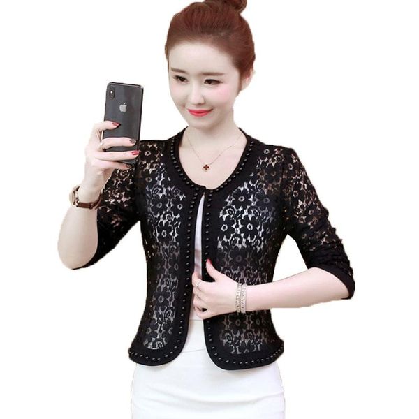 women jacket long sleeve black hollow lace jacket fashion women's short jackets 2020 spring summer sun protection clothing, Black;brown
women jacket long sleeve black hollow lace jacket fashion women's short jackets 2020 spring summer sun protection clothing, Black;brown