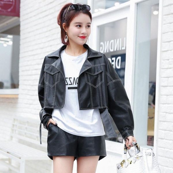 autumn 2020 motorcycle pu small leather coat female short coat student harajuku all-match loose faux leather jacket women's1, Black
autumn 2020 motorcycle pu small leather coat female short coat student harajuku all-match loose faux leather jacket women's1, Black