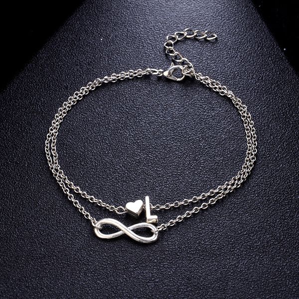 heart selling fashion 925 love silver infinity bracelets 26 letters initials anklet bracelet for jewelry wholesale, White
heart selling fashion 925 love silver infinity bracelets 26 letters initials anklet bracelet for jewelry wholesale, White