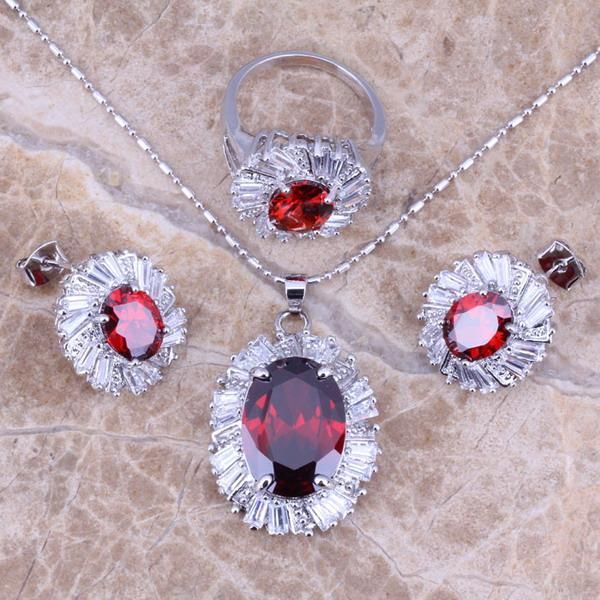 elegant red garnet white cz silver plated jewelry sets earrings pendant ring size 5 / 6 / 8 9 10 s0088
elegant red garnet white cz silver plated jewelry sets earrings pendant ring size 5 / 6 / 8 9 10 s0088