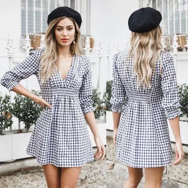 plus size new arrivals 2020 women summer plaid eleghant dress fashion casual mini dress1, Black;gray
plus size new arrivals 2020 women summer plaid eleghant dress fashion casual mini dress1, Black;gray