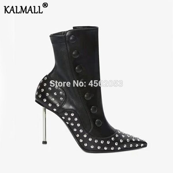 boots kalmall shiny leather black white ankle for women buttoned rivets pointed toe silver metal high heels botines mujer 2021
boots kalmall shiny leather black white ankle for women buttoned rivets pointed toe silver metal high heels botines mujer 2021