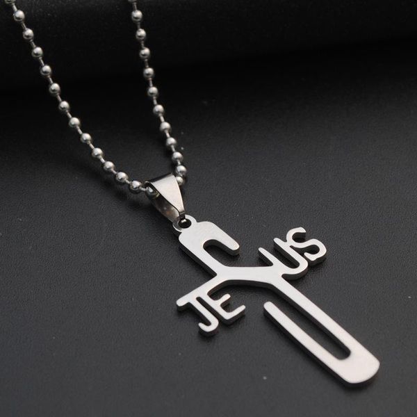 pendant necklaces stainless steel english letter jesus cross necklace personality christian faith, Silver
pendant necklaces stainless steel english letter jesus cross necklace personality christian faith, Silver